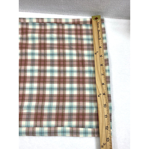 Time After Time Wide Leg Pants Womens Medium Blue Pink Cream Plaid Preppy Slacks - Picture 10 of 10